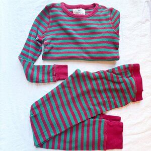 Crewcuts Kids Holiday Striped Thermal Pajama Set Size 10 Green & Red Cotton Blen